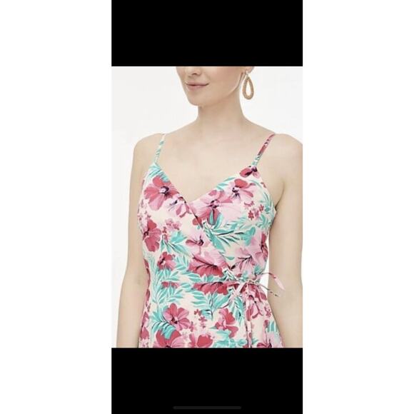 NWT J.Crew •0• Pink Floral Woven Cotton Sleeveless Wrap Dress #AO365 - Picture 3 of 13